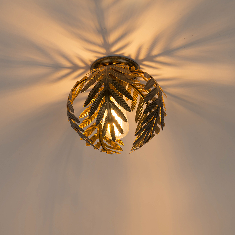 Vintage stropní lampa zlatá 24 cm - Botanica