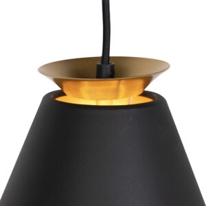 Moderní závěsná lampa 3-světlo černá se zlatem - Mia