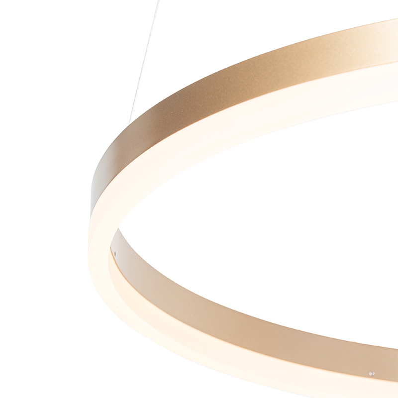 Designová závěsná lampa zlatá 60 cm včetně LED 3 stupně stmívatelná - Anello
