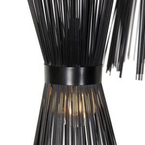 Venkovská závěsná lampa černá kulatá 3-světelná - Smeták