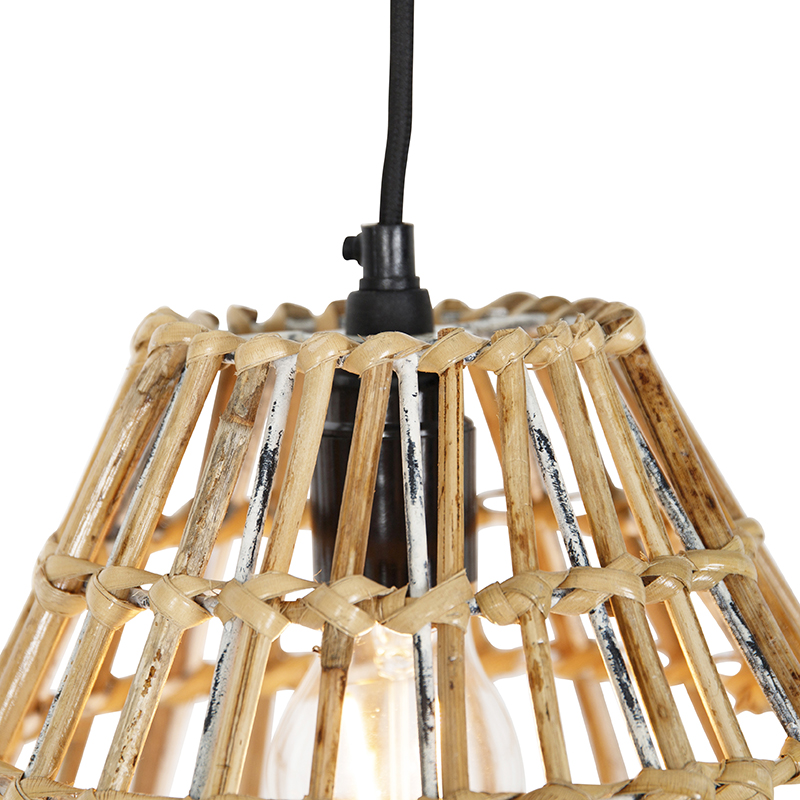 Venkovské závěsné svítidlo bambusové s bílou - Canna Diamond