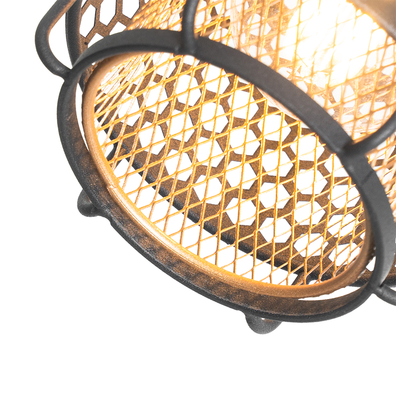 Designové stropní svítidlo černé se zlatým 5-světlem - Noud