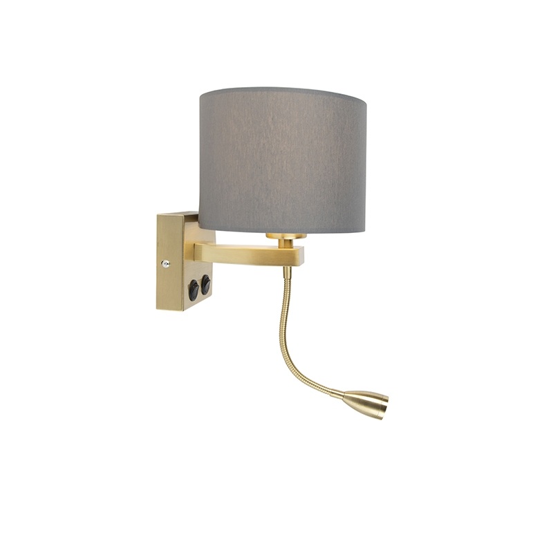 Nástěnná lampa ve stylu art deco zlatá se šedým odstínem - Brescia