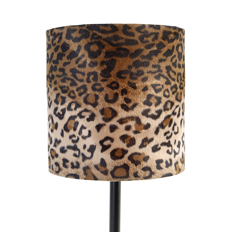 Moderní stolní lampa černá se stínidlem leopard 25 cm - Simplo