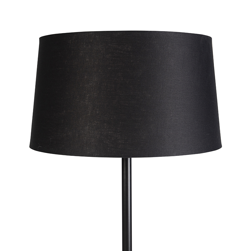 Černá stojací lampa s černým plátěným stínidlem 45 cm - Simplo