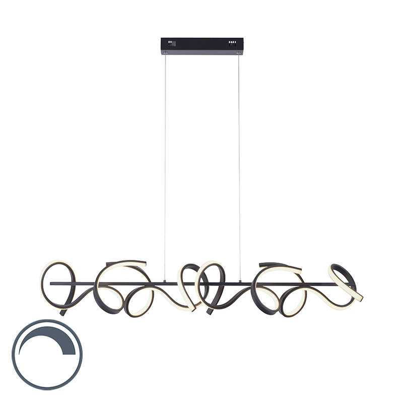 Designová závěsná lampa černá včetně LED a stmívače - Krisscross