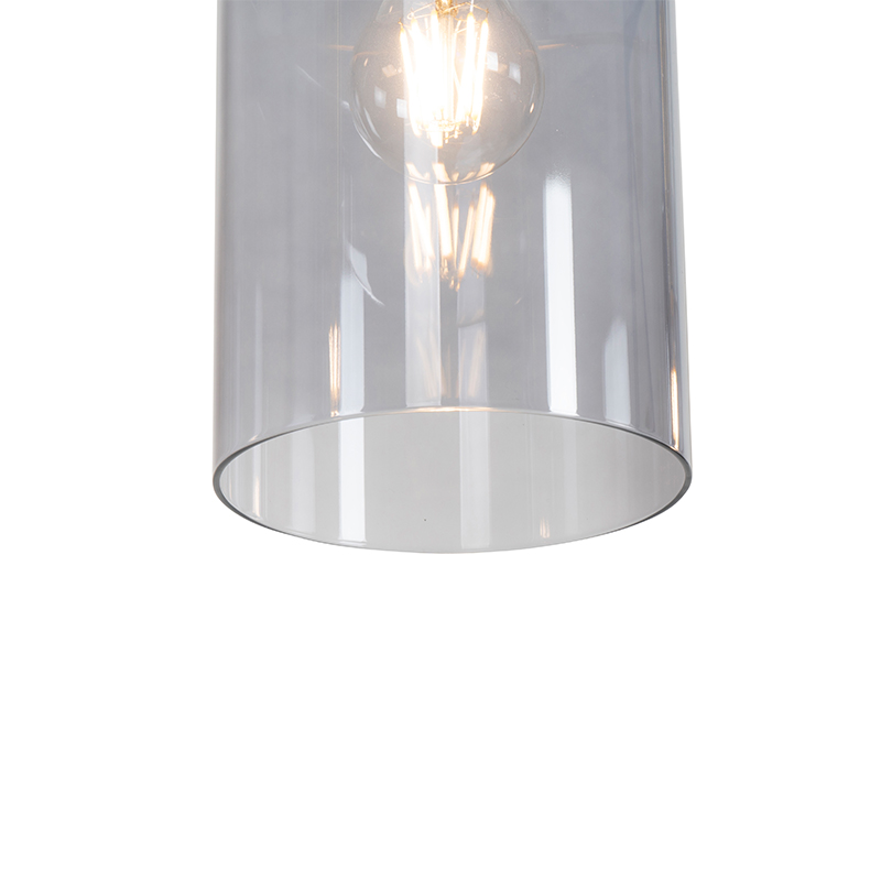 Mosazná závěsná lampa s kouřovým sklem 3-světlo - Vidra