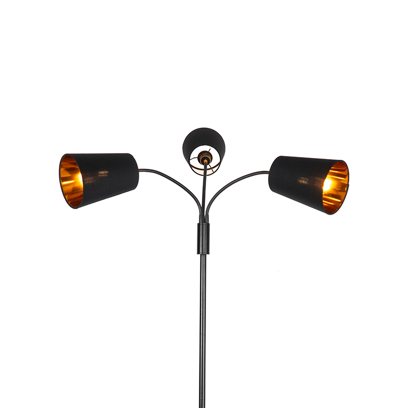 Moderní stojací lampa černá 3-světlo - Carmen