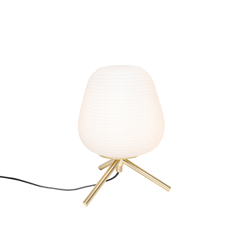 Designová stolní lampa zlatá 20 cm s opálovým sklem - Hero
