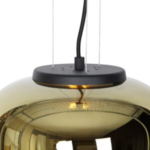 Designová závěsná lampa černá se zlatým sklem - Bliss