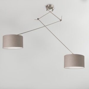 Závěsná lampa ocelová se stínidlem 35 cm nastavitelná taupe - Blitz II
