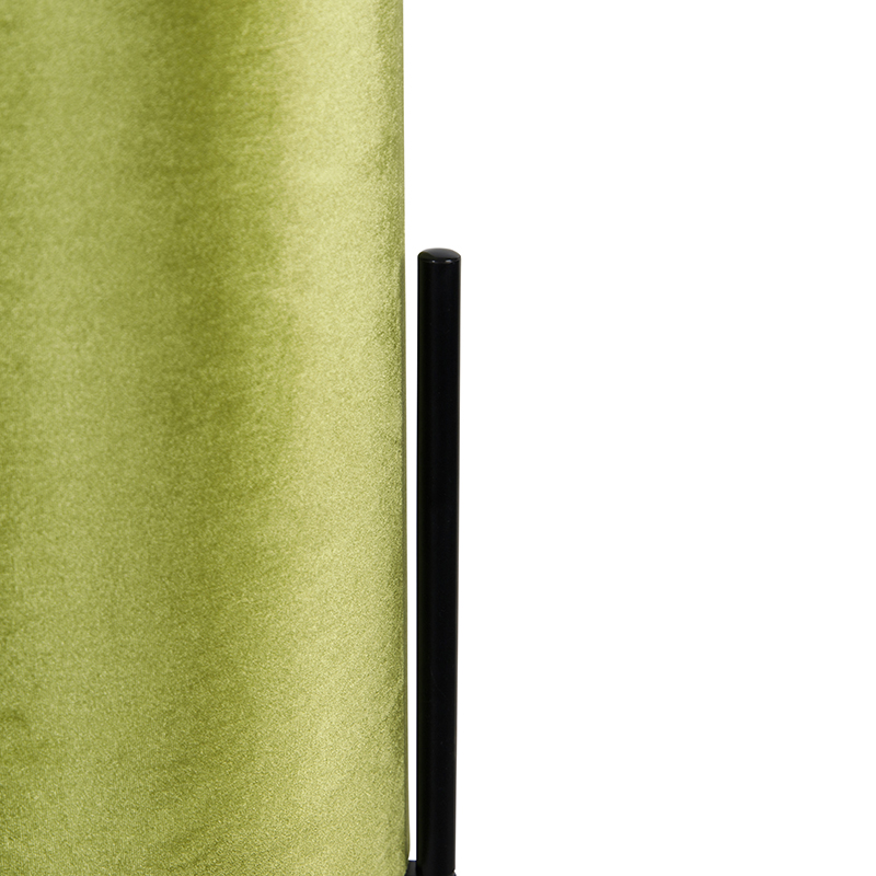 Designová stojací lampa černý sametový odstín zelený se zlatem - Rich