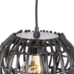 Venkovská závěsná lampa černá podlouhlá 3-světelná - Canna