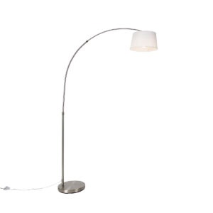 Chytrá ocelová oblouková lampa s bílým látkovým stínidlem včetně Wifi A60 - Arc Basic