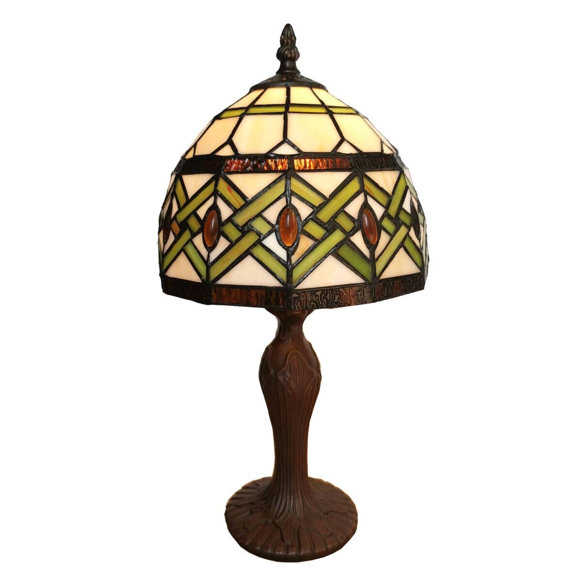 Clayre&Eef Stolní lampa 6027 skleněné stínidlo styl Tiffany